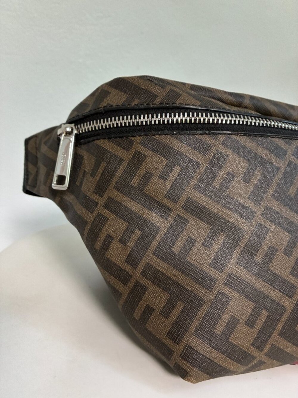 Fendi Belt Bag Zucca FF Monogram Brown Black Leather Waist Crossbody - Picture 5 of 12